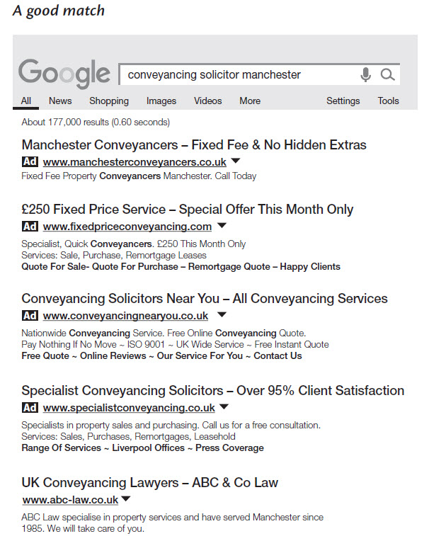 A Good Example Of An Advertisement Using Google Adwords For Law Firms